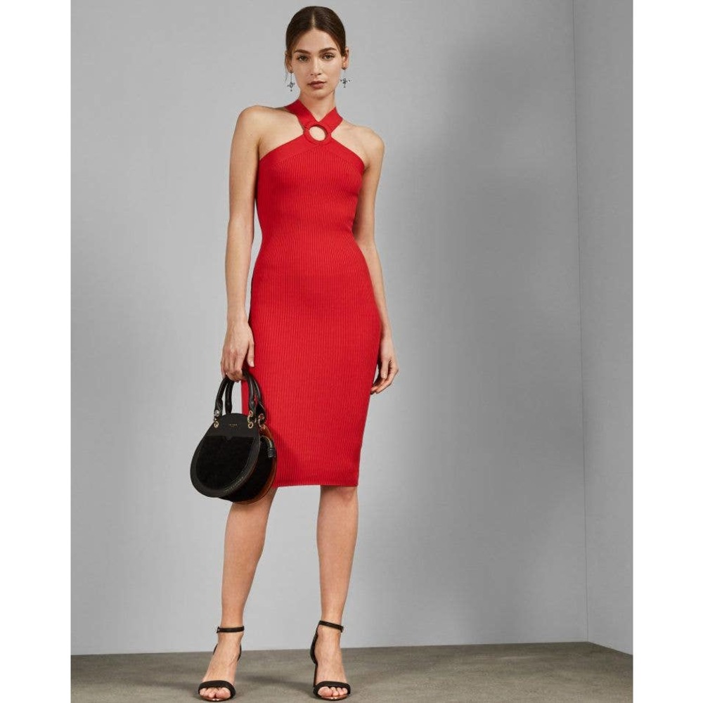 Ted Baker Knitted Ribbed Bodycon Midi Dress NWT - Picture 2 of 2